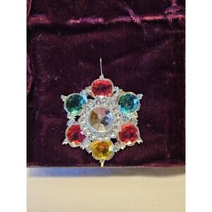 Vintage Tin Snowflake Handmade Colorful Christmas Ornament Wm.J.Rigby Co. N.Y.